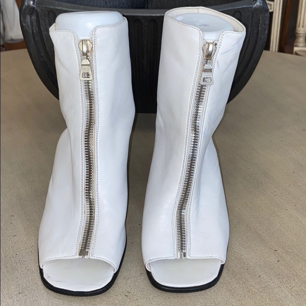 White Zippered Ankle Boots